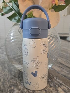 Kids Insulated Water Bottle with Blue Mickey Print